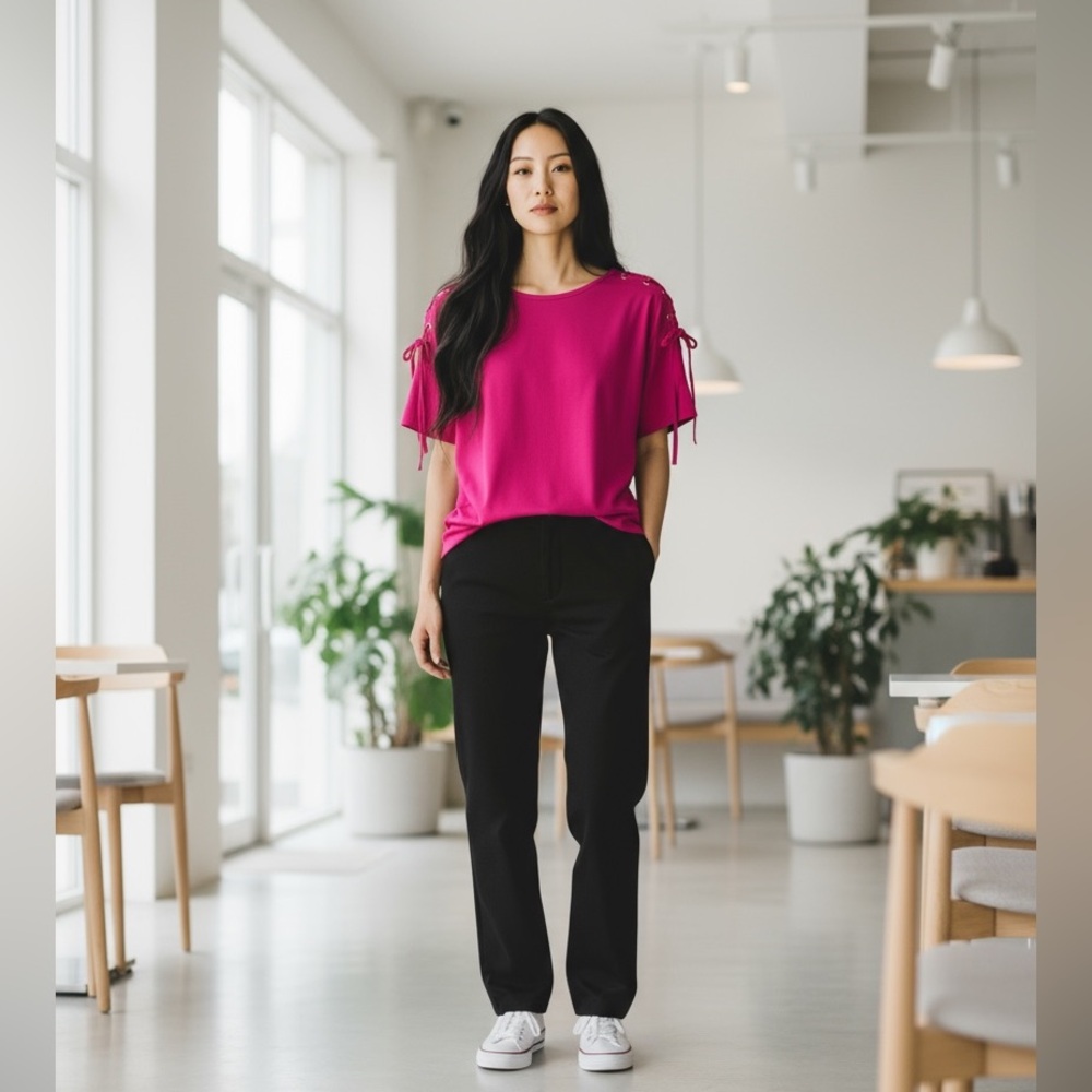 Tahari XL Blouse Rayon Spandex Pink
